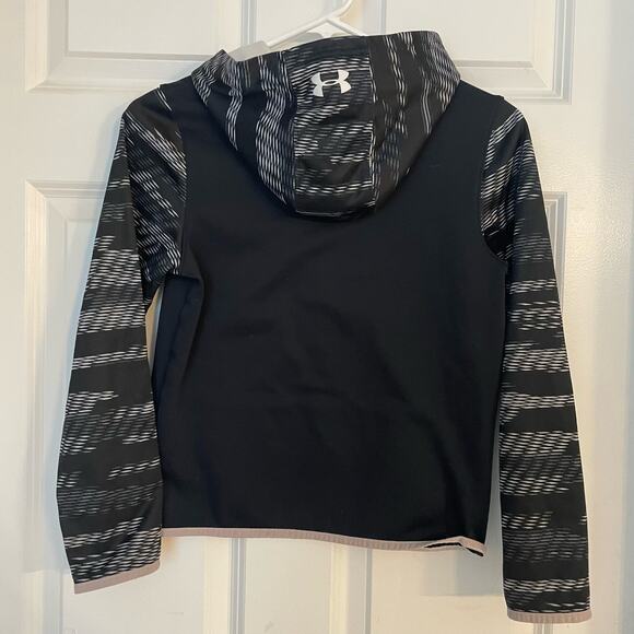 Under Armour Cold Gear Black and White Pullover Hooded Sweatshirt - Picture 4 of 5